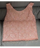 Vintage 50s Sequin Top Women&#39;s Large Lined Pink Beaded Dangle Sleeveless... - $74.67 CAD