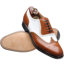 Men&#39;s Handmade Leather Spectator Shoes Men&#39;s Formal Two Tone Dress Shoes - £138.83 GBP