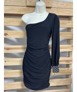 Vintage Deb Ruched Jeweled One Shoulder Bodycon Cocktail Mini Dress KG JD - $14.84
