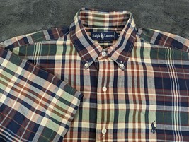 Ralph Lauren Short Sleeve Flannel Shirt Men&#39;s Plaid Vintage Style Size M... - $15.76