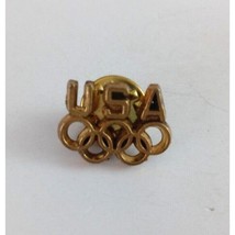 Vintage USA Olympics With Olympic Rings Gold Tone Lapel Hat Pin - £6.57 GBP