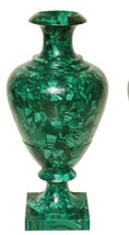 Green Malachite Flower Vase Semi Precious Inlay Mosaic Art Home Decor 18&quot; Inches - $2,255.22