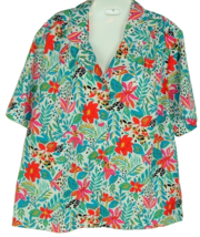 Josephine Button Front Floral Tropical Short Sleeve Blouse 12 Vintage - £14.00 GBP