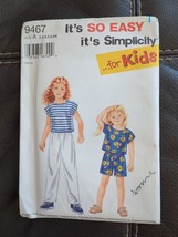 Simplicity  Sewing Pattern 9467 - Children&#39;s Pants Shorts and Top Size 2-6X UC - £7.58 GBP
