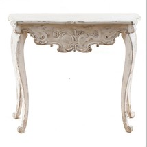 Pemberly Row Wood Vintage Console Entry Table in Distressed White - £251.80 GBP