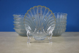Lot Of 11 Anchor Hocking Clear Footed Glass Clam Shell Soup Serving Dish Bowls - £46.19 GBP