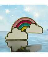 Vtg 80’s Metal Enamel Rainbow And Cloud Pin Brooch LGBTQ - $9.87