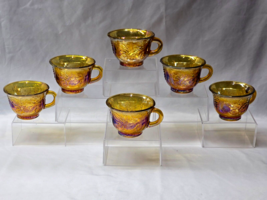 Vintage Colony Harvest Carnival Amber 2.5&quot; Coffee Tea Cups Marigold - Set Of 6 - $27.70