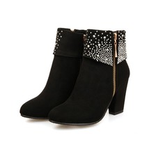 Ankle Boots for Women Red Crystal Boots Women High Heel Winter Shoes Women Zippe - £36.09 GBP