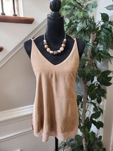 Sans Souci Womens Brown Suede 100% Polyester V Neck Sleeveless Top Blouse Size L - £21.55 GBP