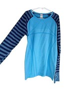 Ivivva Lululemon Swiftly Fly Tech Long Sleeve Athletic Top 14 Blue Stripe - $19.99