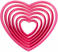 Wilton Nesting Heart Pink Plastic 6 Pc Cookie Cutters - £3.90 GBP