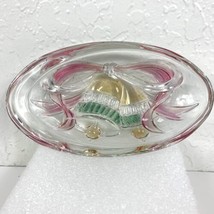 Mikasa Colored Clear Glass Gilded Bells 7&quot; Oval Christmas Holiday Candy ... - $29.69