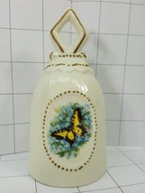 Ceramic white bell with yellow butterfly   #102 - £4.81 GBP