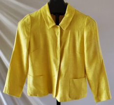 Lafayette 148 Lemon Yellow Woven Blazer Jacket Misses Size 8 Viscose Cotton - £15.25 GBP