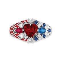 Unique Engagement Ring in Red And Blue Stone Twin Flame Inspired Silver Rings - £120.17 GBP