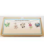Bay Studio Interchangeable Necklace W 5 Pendants Butterflies Flowers Rhi... - $403.38 MXN