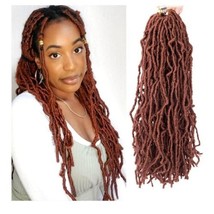 soft locs crochet hair 18 Inch 6 Packs copper red Curly Wavy Crochet... - $18.43