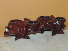 Vintage Wood Wooden 5.25&quot;x 1.8&quot; Base Carved Plinth Stand walking animal ... - €34,83 EUR