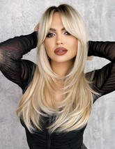 SHEIN Long Straight Ombre Blonde Wig With Curtain Bangs, NIB - £19.65 GBP