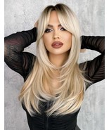 SHEIN Long Straight Ombre Blonde Wig With Curtain Bangs, NIB - £19.65 GBP