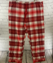 Hearth And Hand Pajama Pants Plus Sz 3XL Red White Fleece Drawstring Waist - £12.63 GBP