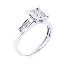 0.40Ct Round Cut Moissanite Square Cluster Engagement Ring 14K White Gold Plated - £59.77 GBP