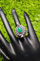 Green Gemstone Box Ring | Vintage Boho Statement Ring | Handmade Adjusta... - $70.56 CAD