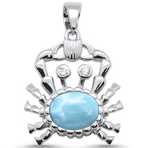 Sterling Silver Natural Oval Larimar Crab Pendant - £31.31 GBP