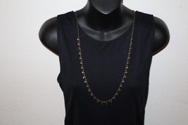Antiqued Brass Necklace Signed JK by Thirty-One Gold Toned Bead Chain Da... - $15.00