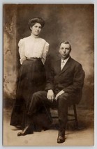 RPPC Gibson Style Girl With Attractive Man Studio Photo c1910 Postcard P27 - £7.95 GBP