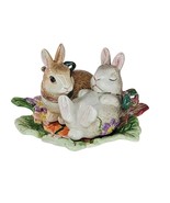 Fitz And Floyd Woodland Spring Bunny Rabbit Salt &amp; Pepper Shaker Set Lea... - £19.84 GBP