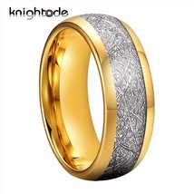 8mm White Meteorite Inlay Gold Tungsten Tungsten Carbide Rings   For Men Women T - £22.27 GBP