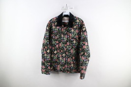 Vtg Streetwear Womens Large Velvet Collar Flower Tapestry Knit Trucker Jacket - £77.83 GBP