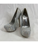 MASCOTTE STILETTO PLATFORM PUMPS Sparkly Gold w/ Heel Guards 6&quot; Heels Si... - $28.57 CAD