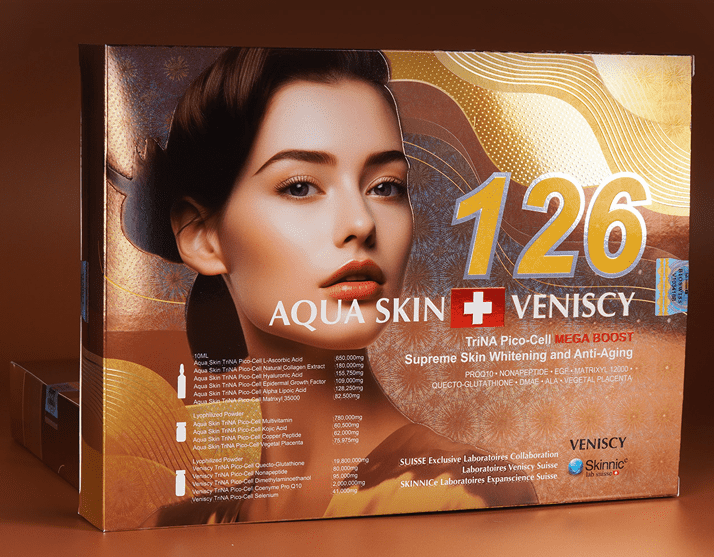 5 Boxes AQUA SKIN + VENISCY 126 glutathione- FREE Expedite Shipping to USA - $599.90