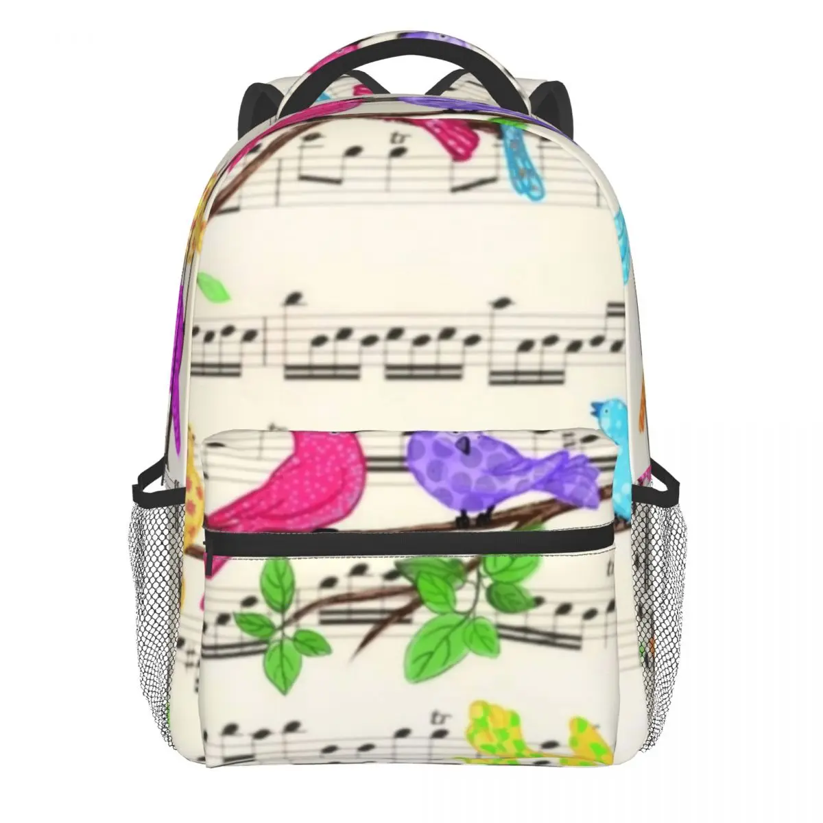 Musical Birds Backpack Colorful Parrot Print Cool Backpa Men Outdoor Pattern Hig - £112.06 GBP