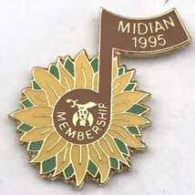 Midian Shriners Vintage Pin Gold Tone 1995 Enamel Music Note Sun Flower - $9.95