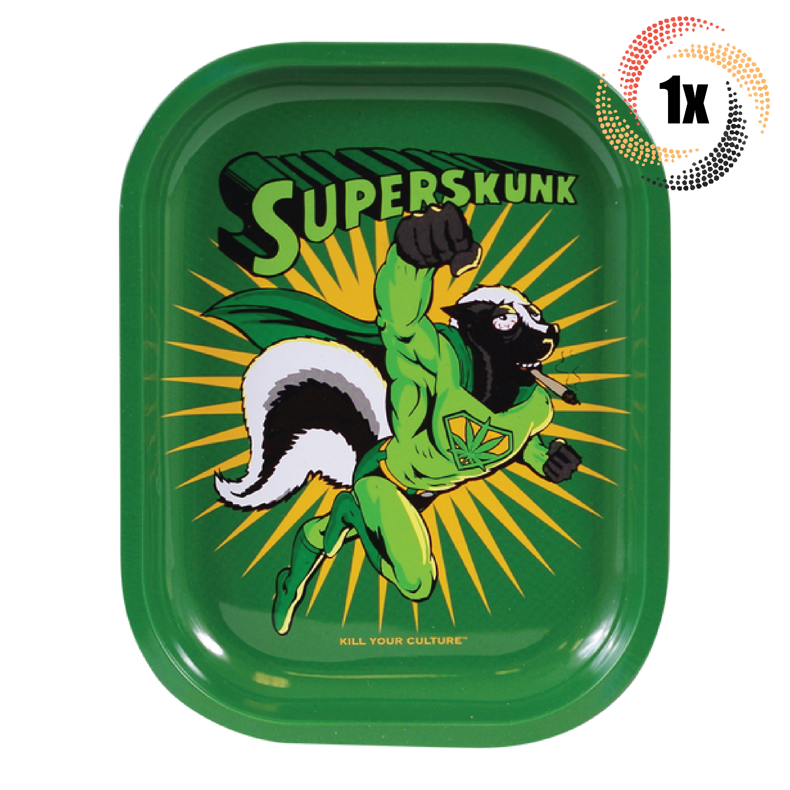 1x Tray Kill Your Culture Small Metal Smoking Rolling Tray | Super Skunk... - $17.17