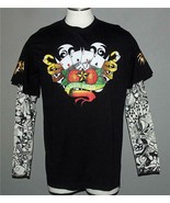 DELF Shirt Poker Aces Tattoo Skulls Crossbones Double Sleeve Shirt Mn&#39;s ... - $39.64 CAD