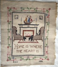 Sampler &quot;Home Is Where The Heart IS&quot; c1936 vgc - £56.12 GBP