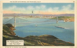 Linen Postcard CA K463 Golden Gate Bridge Cancel 1935 Jos B Strauss Engineer - £5.18 GBP