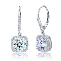 14K White Gold Plated 2.5Ct Round Cut Lab Created Diamond Lever back Earrings - £119.10 GBP