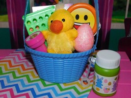 18&quot; Doll Easter Basket Yellow Duck Blue fits Our Generation &amp; American G... - £7.77 GBP