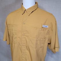 Columbia Polo Shirt Adult L Dark Yellow PFG Omni-Shade Mens Fishing Vented - £14.62 GBP