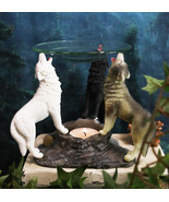 Ebros Moonlight Colorful Three Howling Wolves Oil &amp; Wax Tart Burner Figu... - £25.35 GBP