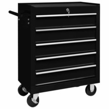 Workshop Tool Trolley with 5 Drawers Black - £141.62 GBP