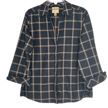 Gold Label Taylor Womens Size 18 Blouse 3/4 Sleeve Button Front V-Neck Plaid - $14.97