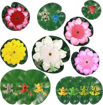 22 Pcs Water Lily For Ponds Plastic Frog Toys Set Include 12 Plastic Frogs And 5 - £30.36 GBP