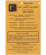 Great Lakes Gun Knife &amp; Military 1986 Shows Flyer Chatham London Toronto - $1.37